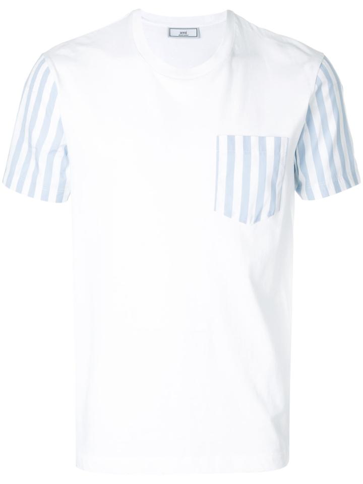 Ami Alexandre Mattiussi Bi-material T-shirt - White