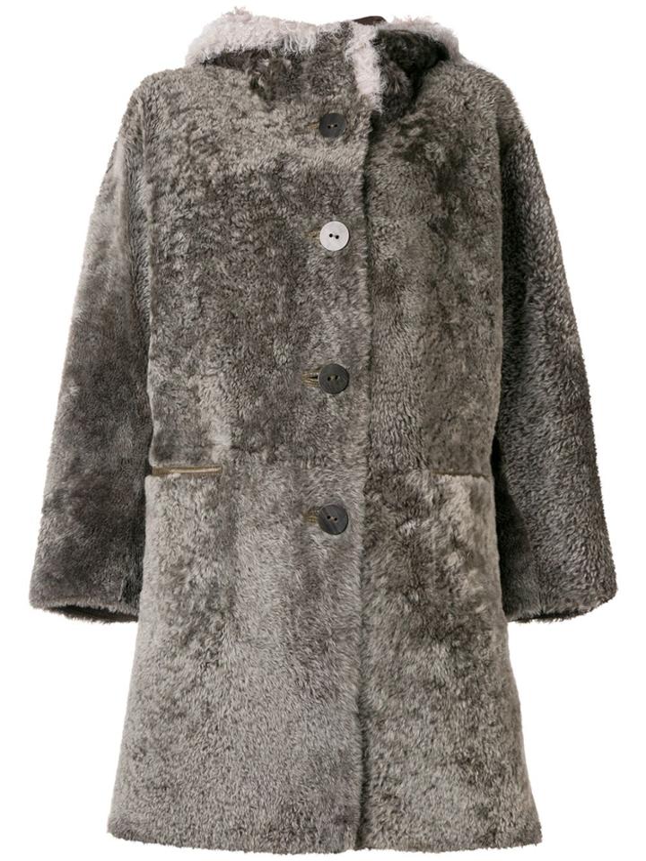 Sylvie Schimmel Hooded Shearling Coat - Grey