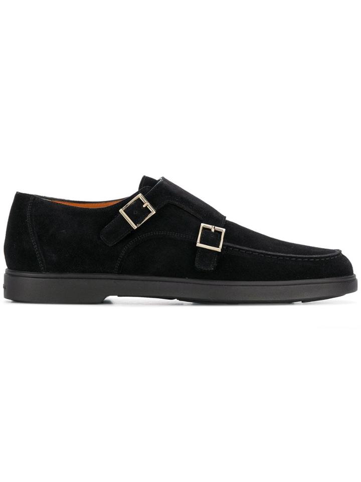 Santoni Buckle Detail Monk Shoes - Black