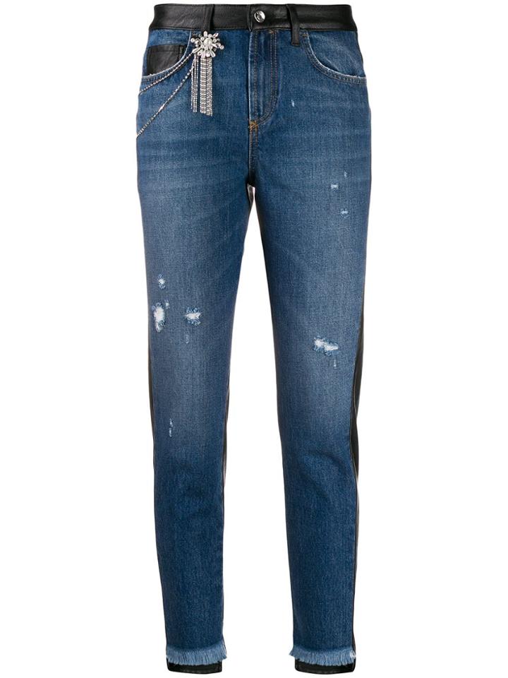 Liu Jo Faux Leather Combination Jeans - Blue