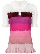 Marco De Vincenzo Striped Knit Polo Shirt - Pink & Purple