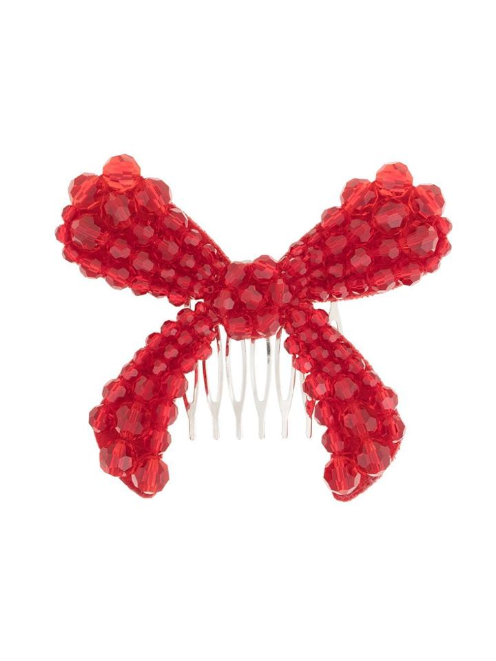 Simone Rocha Beaded Bow Hair Grip - Red