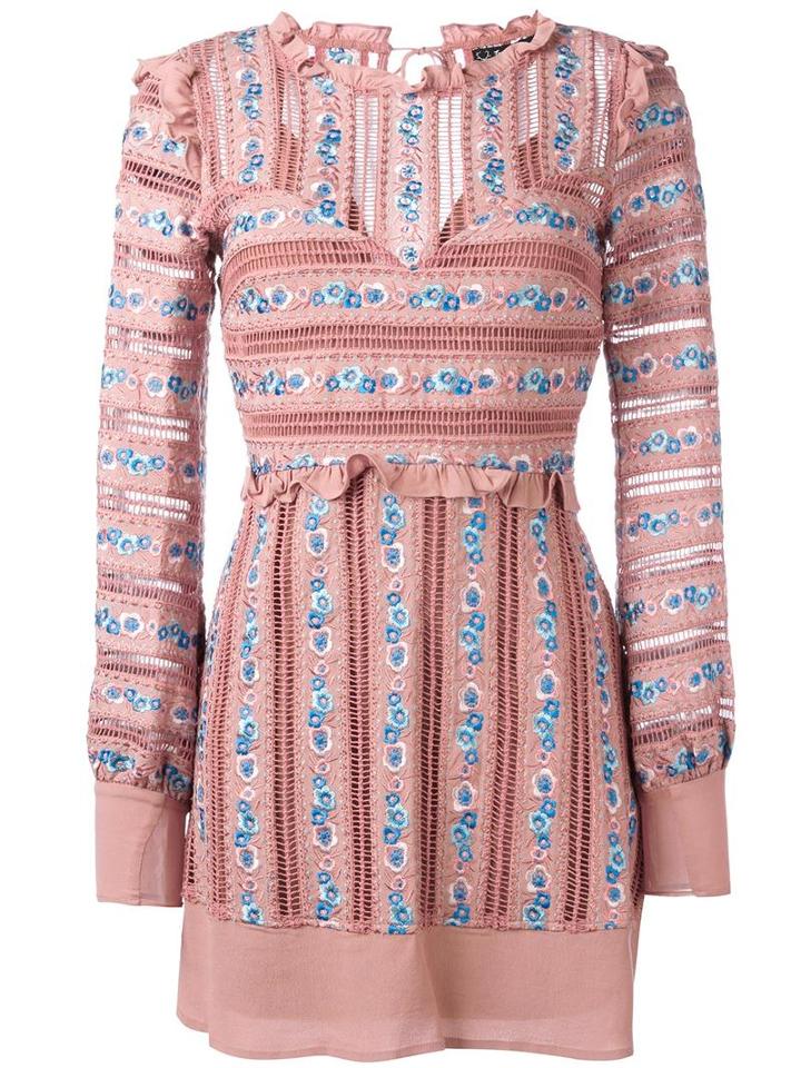 For Love And Lemons 'percephone' Dress, Women's, Size: Large, Pink/purple, Viscose/rayon/nylon/spandex/elastane