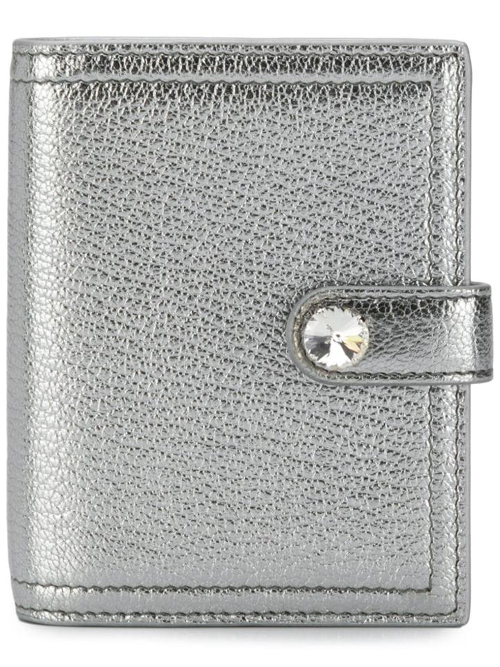 Miu Miu Crystal Detail Wallet - Silver