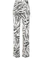 Msgm Zebra Print Straight Trousers - White