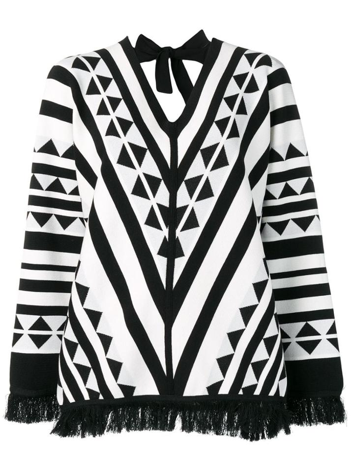 Oscar De La Renta Printed Fringe Jumper - Black