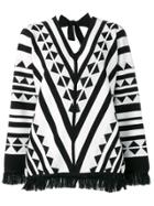 Oscar De La Renta Printed Fringe Jumper - Black