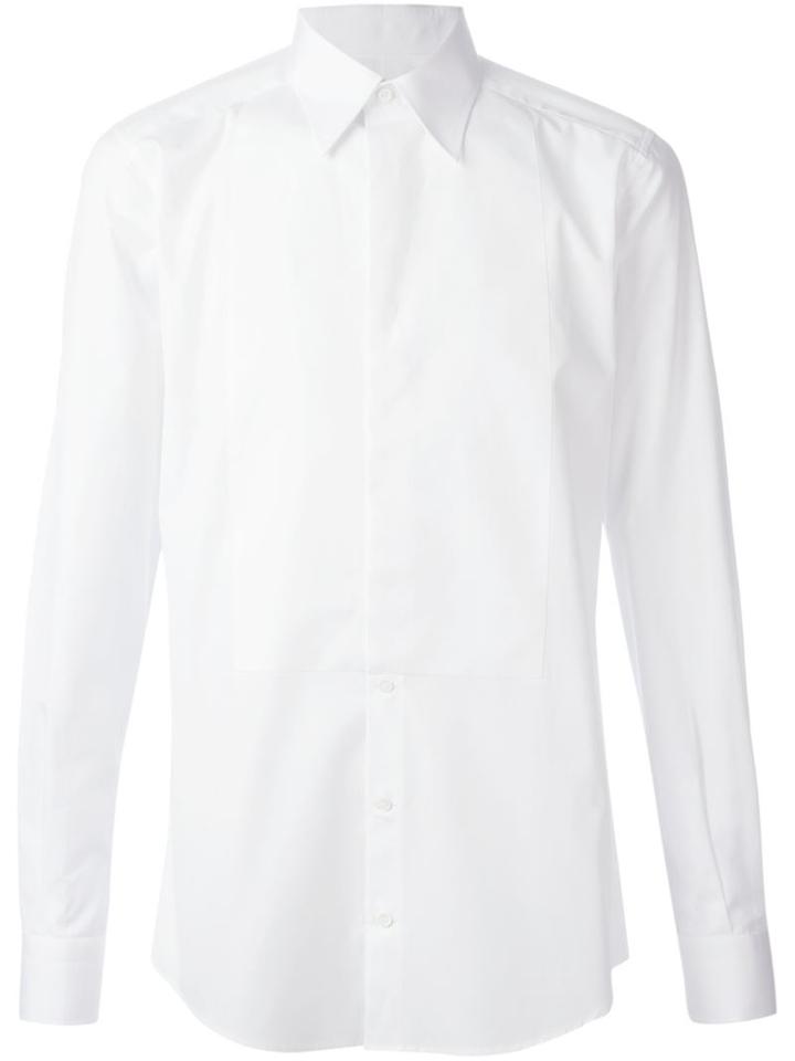 Dolce & Gabbana Classic Bib Shirt, Men's, Size: 42, White, Cotton