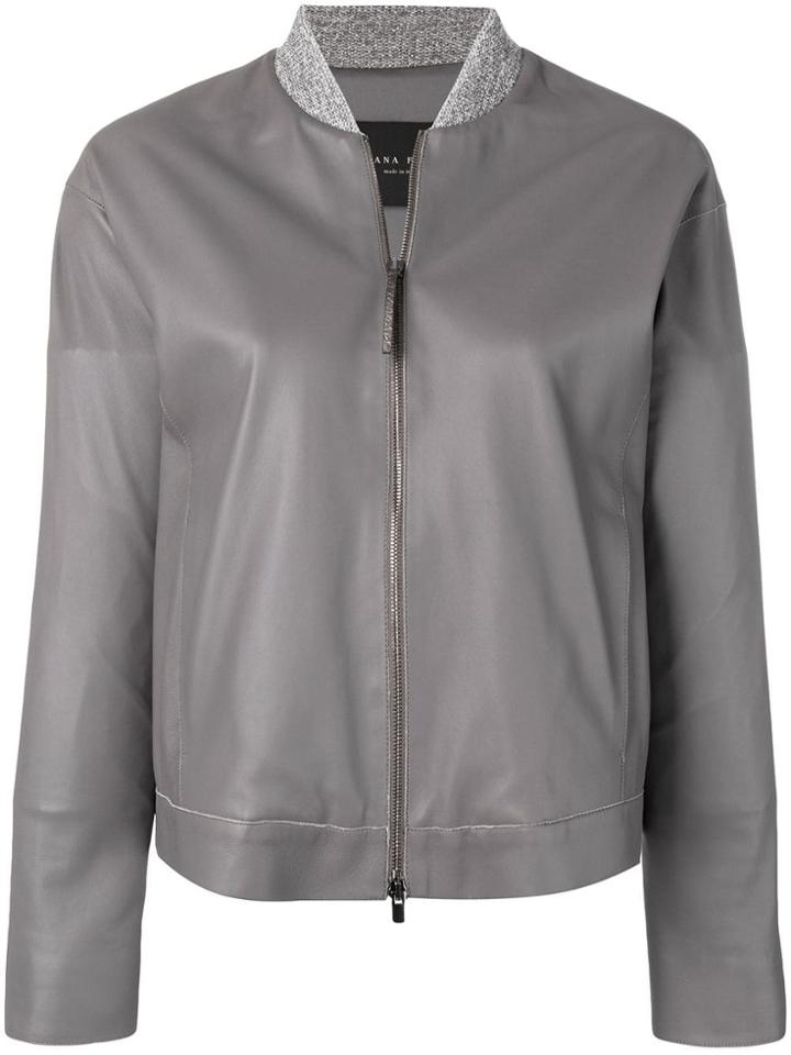 Fabiana Filippi Leather Bomber Jacket - Grey