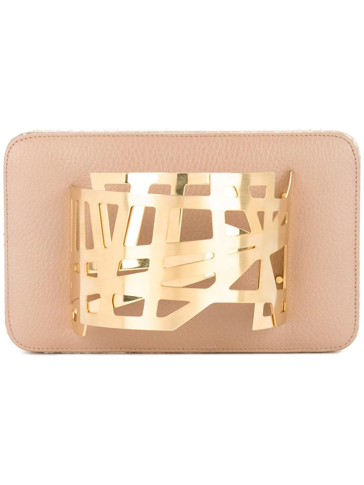 Rula Galayini Scotch Grain Watersnake Clutch - Brown