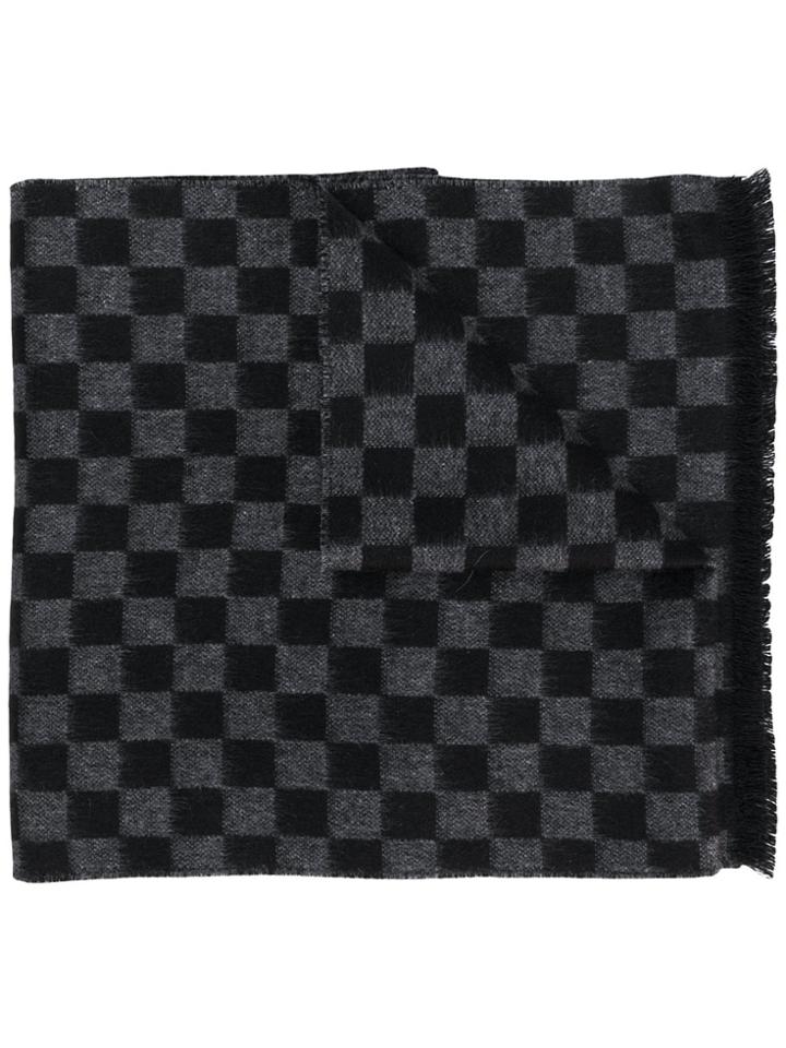 Prada Check Knitted Scarf - Black