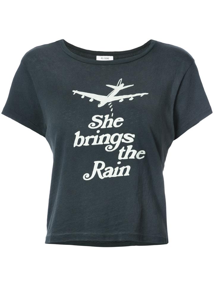 Re/done She Brings The Rain Printed T-shirt - Black