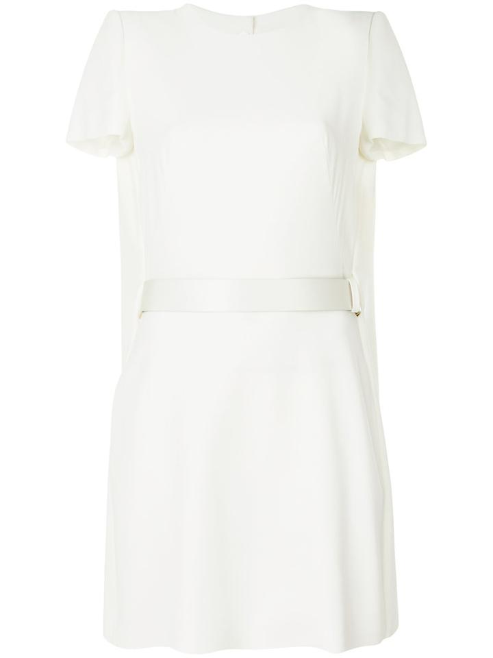 Alexander Mcqueen - Belted Mini Dress - Women - Silk/leather/acetate/viscose - 40, White, Silk/leather/acetate/viscose