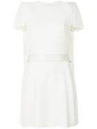 Alexander Mcqueen - Belted Mini Dress - Women - Silk/leather/acetate/viscose - 40, White, Silk/leather/acetate/viscose