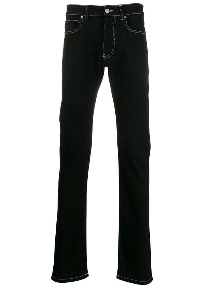 Versace Contrast Stitch Straight Jeans - Black