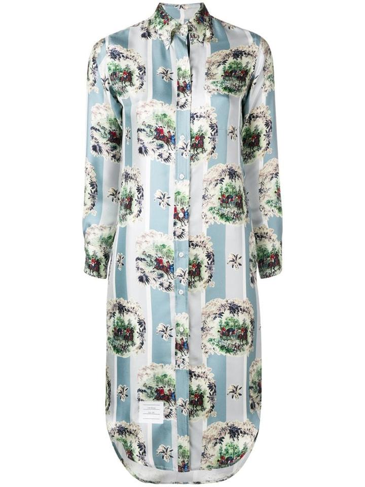 Thom Browne Wide Repp Long Sleeve Shirtdress - Grey