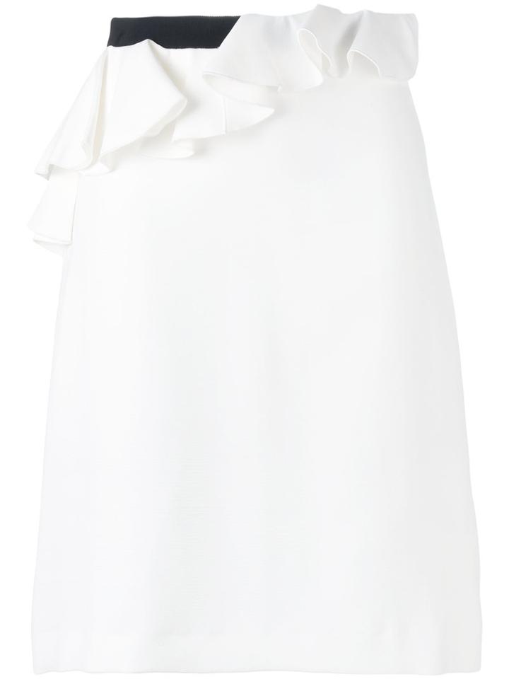 Giambattista Valli - Ruffled Straight Skirt - Women - Silk/cotton/spandex/elastane/viscose - 44, White, Silk/cotton/spandex/elastane/viscose