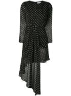 Jovonna Polka Dot Asymmetric Dress - Black