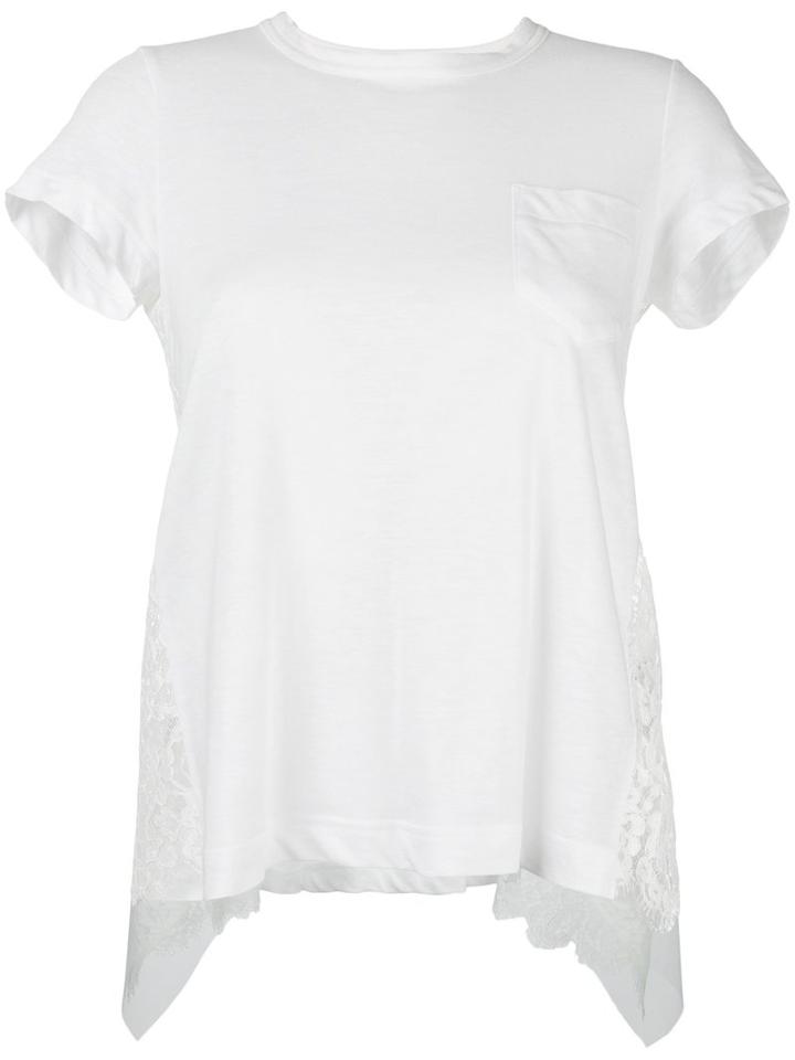 Sacai Lace Back T-shirt, Women's, Size: 1, White, Cotton/linen/flax/polyester/rayon