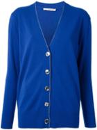 Christopher Kane Metallic Trim Cardigan, Women's, Size: Medium, Blue, Wool/cashmere/polyester