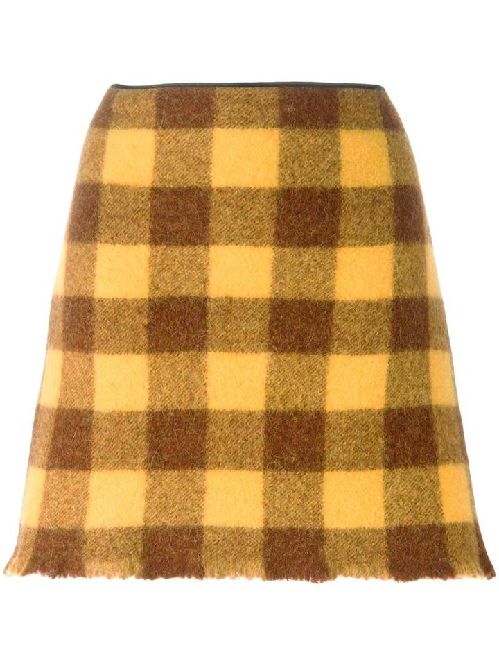 No21 Checked A-line Skirt, Women's, Size: 44, Yellow/orange, Acetate/viscose/alpaca/virgin Wool