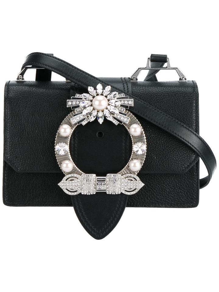 Miu Miu Embellished Shoulder Bag - Black