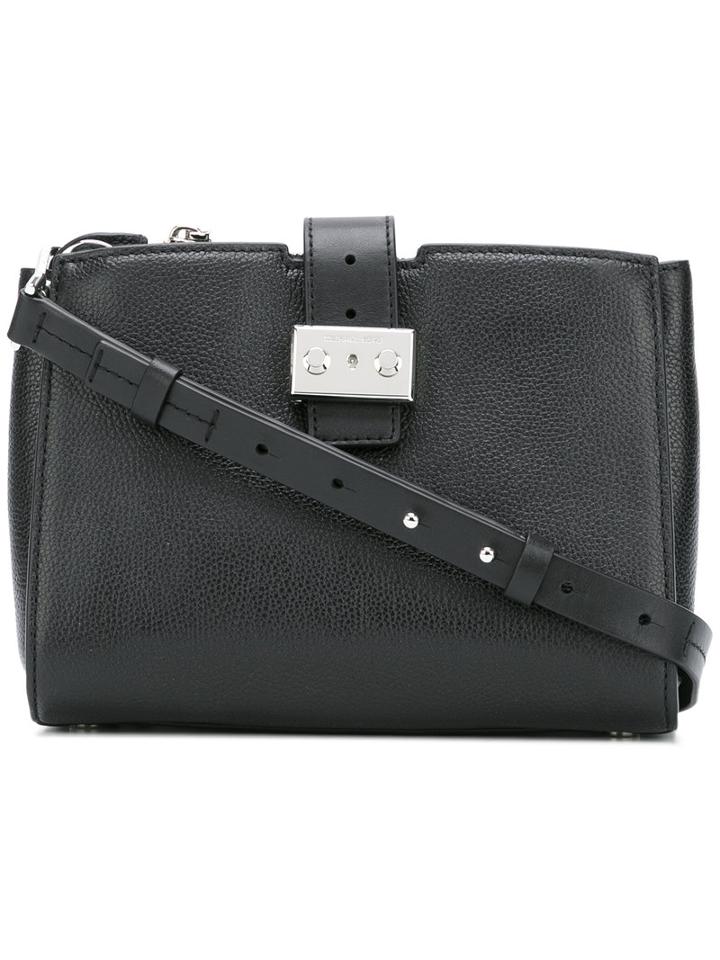 Michael Kors Logo Plaque Shoulder Bag, Women's, Black, Leather