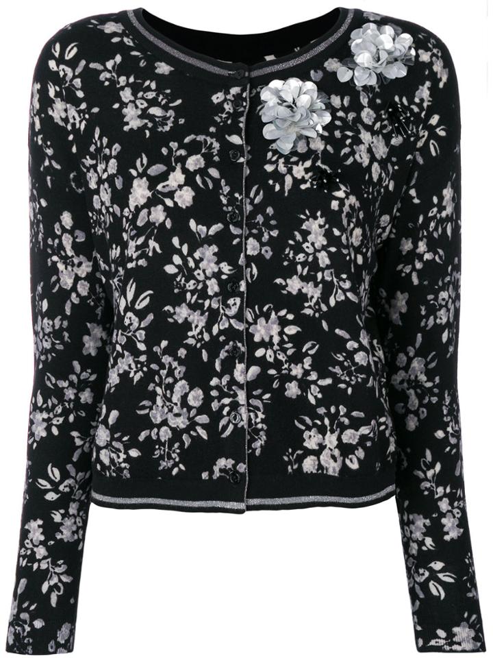 Twin-set Sequinned Floral Cardigan - Black