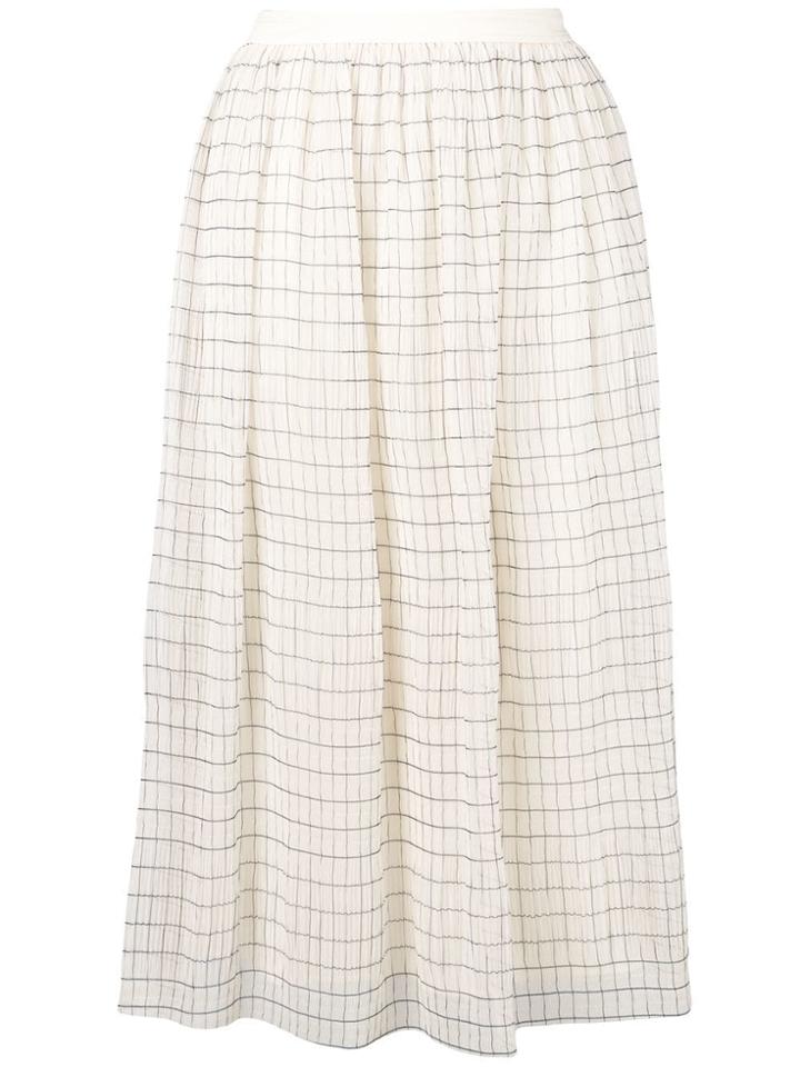 Calvin Klein Checked Midi Skirt - Neutrals