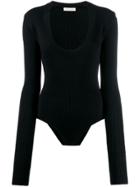 Bottega Veneta Deep Scoop Neck Bodysuit - Black