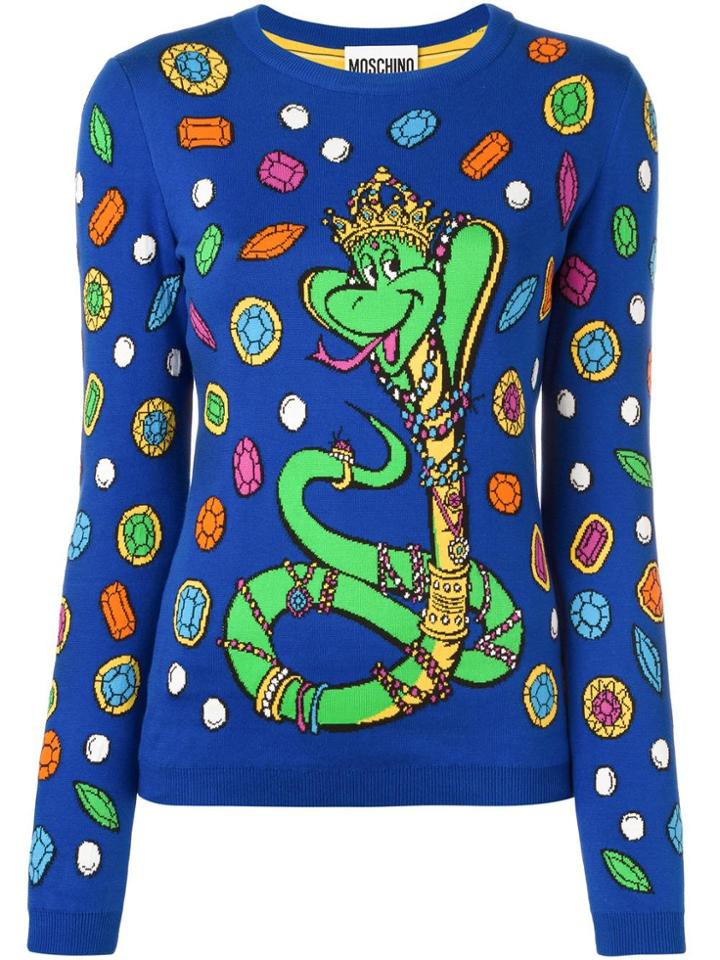 Moschino Snake Intarsia Jumper - Blue