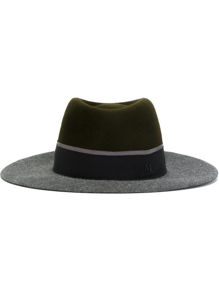 Maison Michel 'charles' Felt Hat, Women's, Size: Small, Green, Cotton/rabbit Fur/viscose/beaver Fur