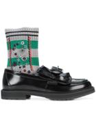 Fendi Embroidered Knit Loafers - Black