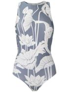 Adriana Degreas Printed Bodysuit, Women's, Size: Medium, Blue, Polyamide/spandex/elastane