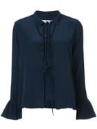 See By Chloé - Layered Flared Cuff Blouse - Women - Silk - 42, Blue, Silk