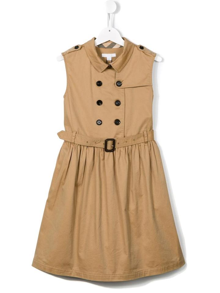 Burberry Kids Gabardine Trench Dress, Girl's, Size: 14 Yrs, Nude/neutrals