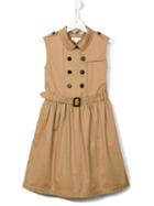 Burberry Kids Gabardine Trench Dress, Girl's, Size: 14 Yrs, Nude/neutrals