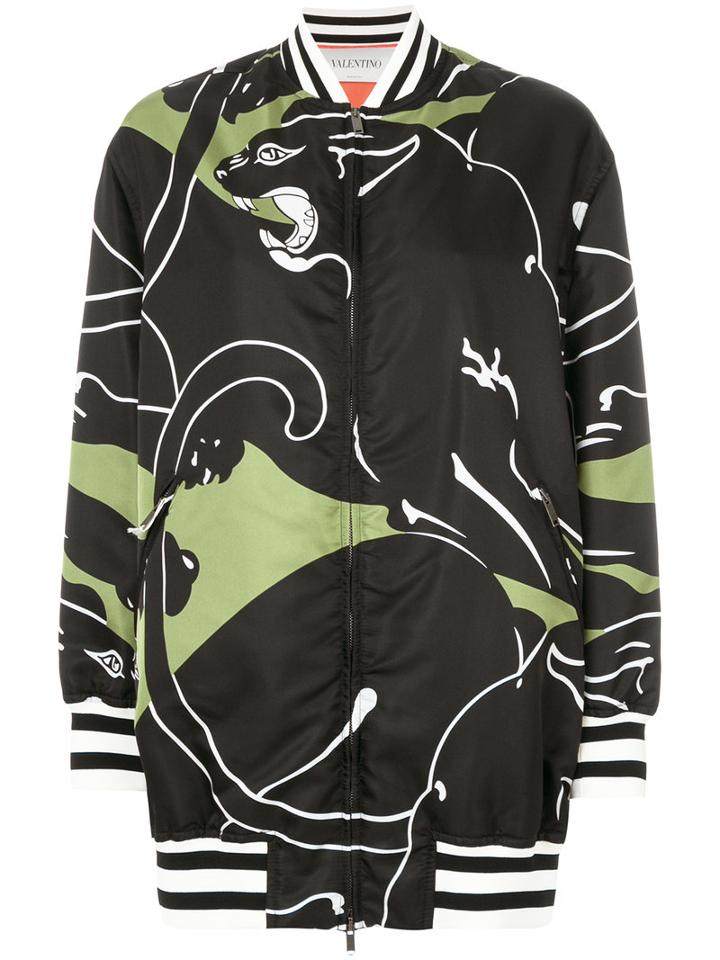 Valentino - Panther Print Bomber Jacket - Women - Silk/polyamide/polyester/viscose - 42, Black, Silk/polyamide/polyester/viscose