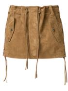 Saint Laurent Tasselled Suede Mini Skirt - Brown