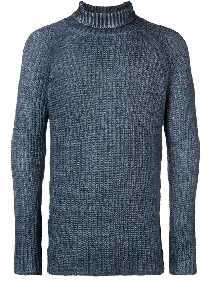 Avant Toi Knitted High Neck Jumper - Blue