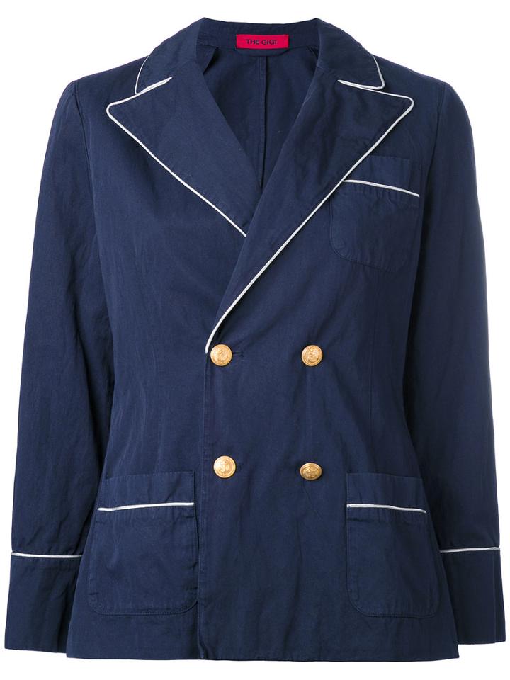 The Gigi - Double-breasted Blazer - Women - Cotton/metal - 42, Blue, Cotton/metal