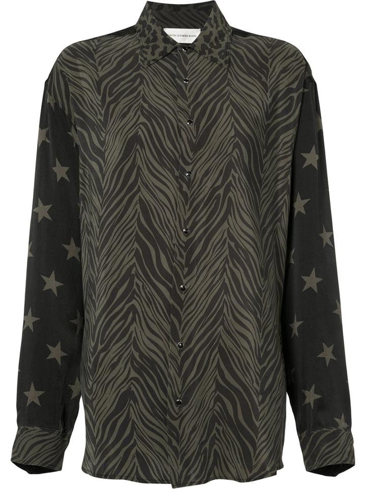 Faith Connexion - Animal Print Button-up Shirt - Women - Silk - L, Green, Silk