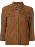 Twin-set Button-up Suede Jacket, Women's, Size: 42, Brown, Leather