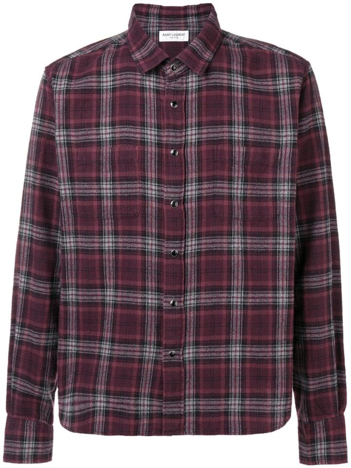 Saint Laurent Classic Check Shirt - Pink & Purple