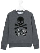 Philipp Plein Kids - Skull & Crossbones Logo Sweatshirt - Kids - Cotton - 10 Yrs, Grey