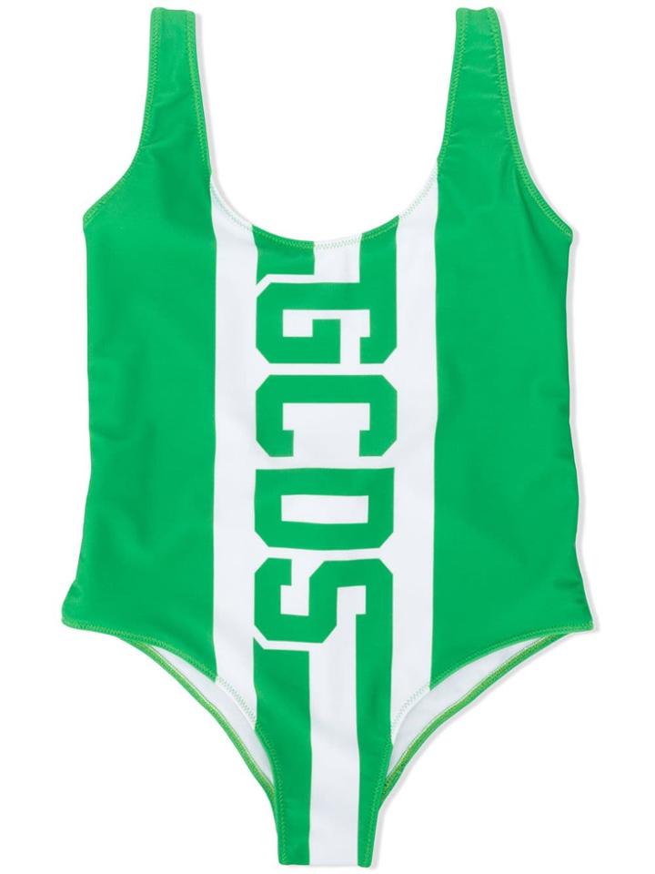 Gcds Kids Teen Logo Print Swimsuit - Green