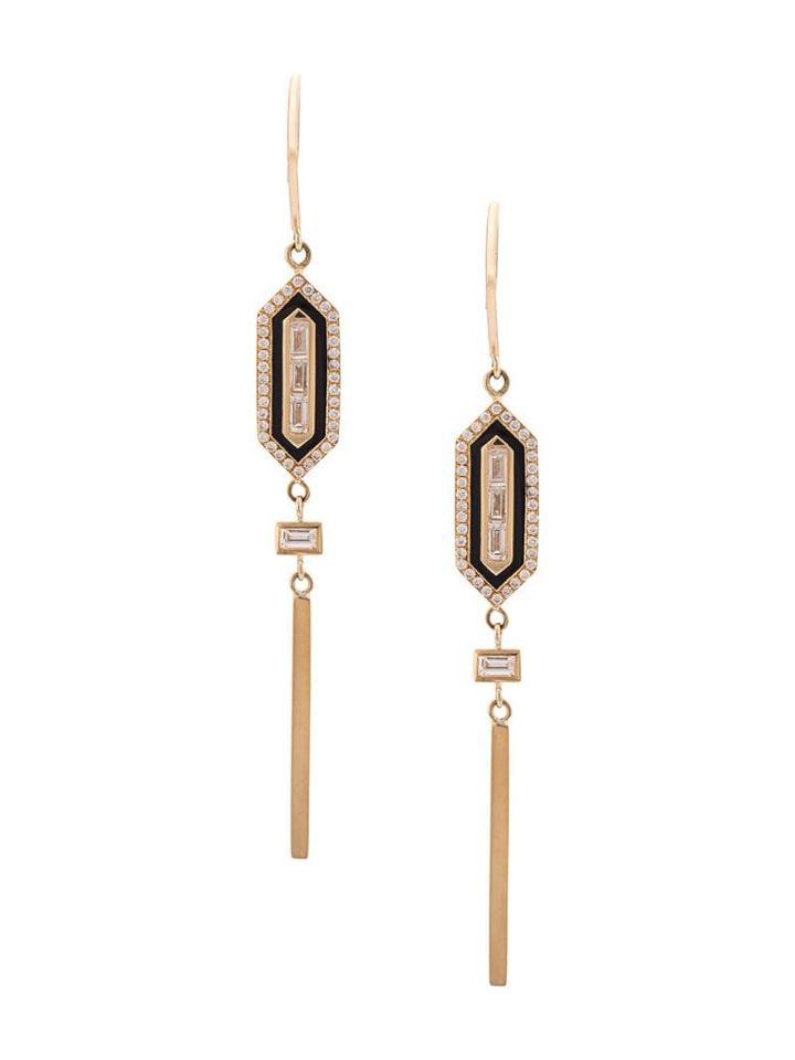 Azlee Diamond Long Enamel Earings - Yellow