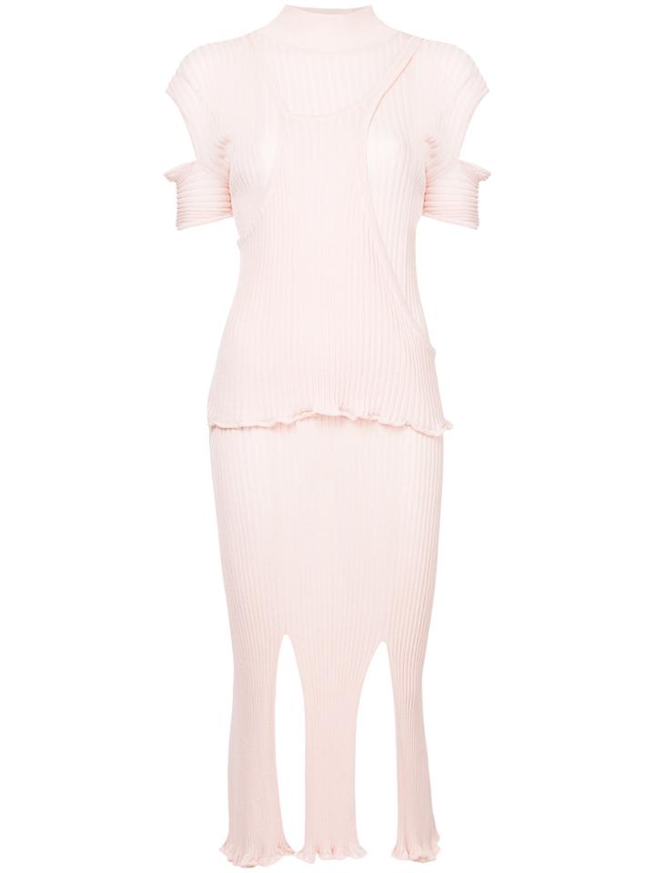 Akiko Aoki Cutout-detail Ribbed-knit Dress - Pink & Purple