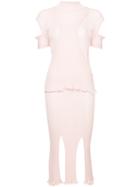 Akiko Aoki Cutout-detail Ribbed-knit Dress - Pink & Purple