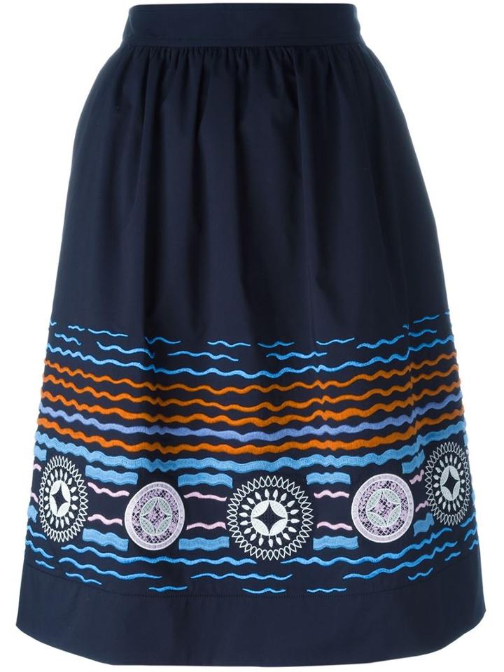 Peter Pilotto Iris Skirt, Women's, Size: 8, Blue, Cotton/polyamide/spandex/elastane